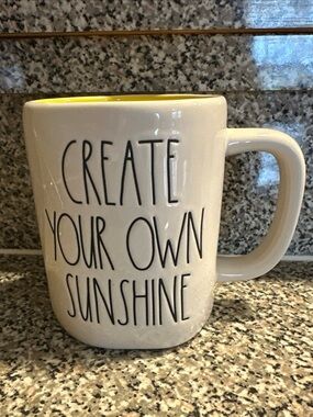Rae Dunn White Mug with Yellow Interior - "Create Your Own Sunshine"